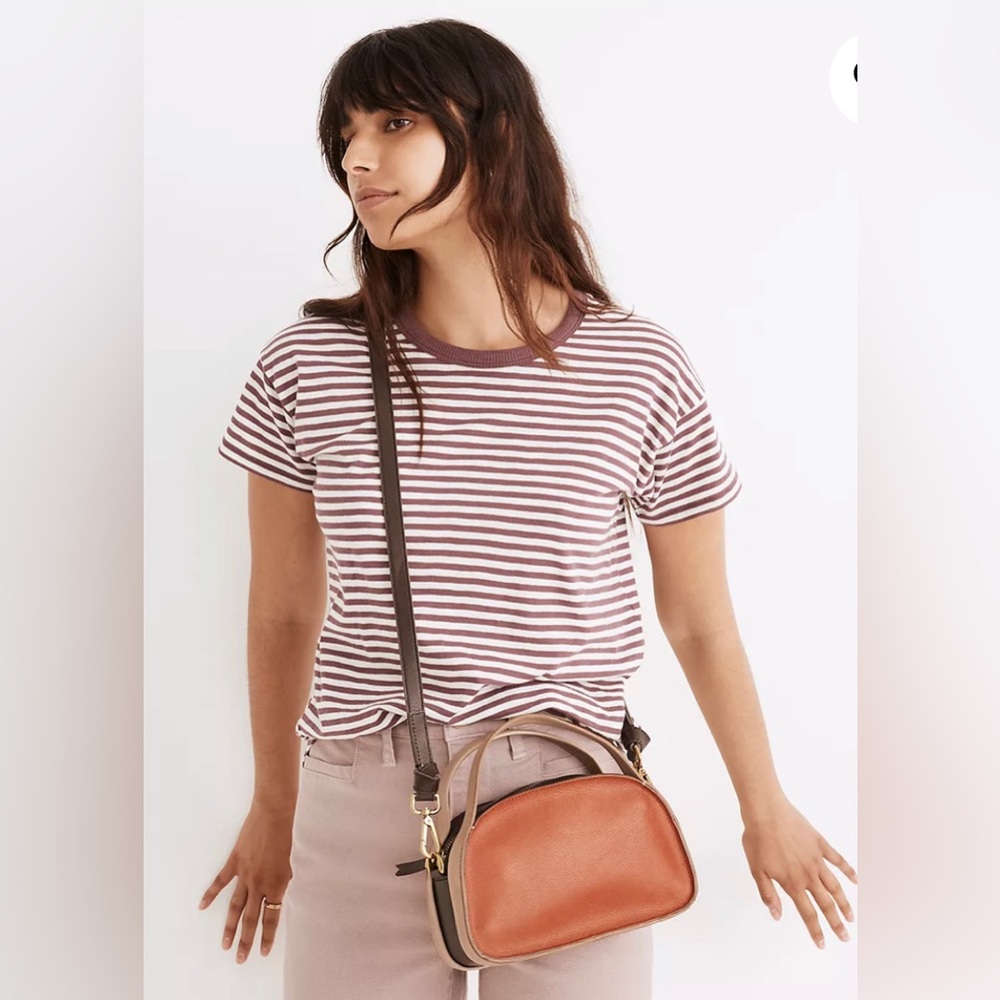 Whisper Cotton Rib-Crewneck Tee in Damien Stripe